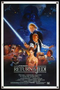3k377 RETURN OF THE JEDI style B 1sh '83 George Lucas classic, Mark Hamill, Harrison Ford, Sano art