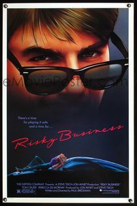 3k382 RISKY BUSINESS 1sh '83 classic close up artwork image of Tom Cruise in cool shades!