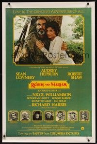3k384 ROBIN & MARIAN advance 1sh '76 close-up of Sean Connery & Audrey Hepburn!