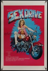 3k402 SEX DRIVE 1sh '85 sexy girl on Harley Davidson Electra Glide!