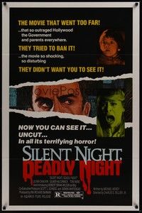 3k408 SILENT NIGHT DEADLY NIGHT 1sh '84 the movie that went too far, now you can see it uncut!