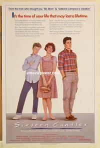 3k410 SIXTEEN CANDLES 1sh '84 Molly Ringwald, Anthony Michael Hall, directed by John Hughes!