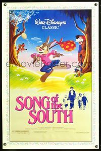 3k415 SONG OF THE SOUTH 1sh R86 Walt Disney, Uncle Remus, Br'er Rabbit & Br'er Bear!