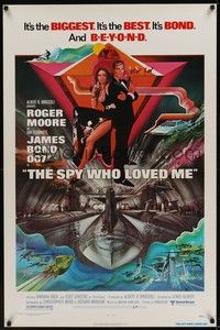 3k420 SPY WHO LOVED ME 1sh '77 great art of Roger Moore as James Bond 007 by Bob Peak!