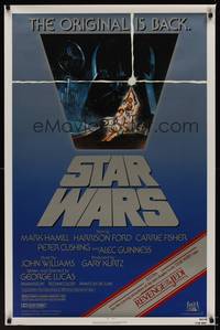3k424 STAR WARS 1sh R82 George Lucas classic sci-fi epic, great art by Tom Jung!