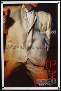 3k430 STOP MAKING SENSE 1sh '84 Jonathan Demme, Talking Heads, close-up of David Byrne's suit!
