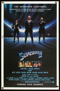 3k440 SUPERMAN II teaser 1sh '81 Christopher Reeve, Terence Stamp, cool image of bad guys!