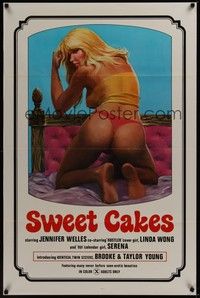 3k443 SWEET CAKES 1sh '76 super sexy artwork of nearly naked girl with back turned in bed!