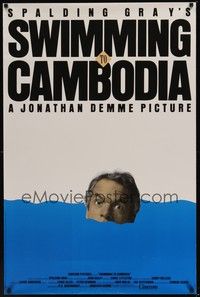 3k445 SWIMMING TO CAMBODIA 1sh '87 wacky image of Spalding Gray, Jonathan Demme!