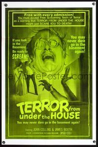3k453 TERROR FROM UNDER THE HOUSE 1sh '71 if you look in the basement, be ready to SCREAM!