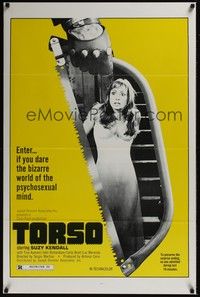 3k470 TORSO 1sh '73 directed by Sergio Martino, sexy Suzy Kendall, bizarre psychosexual minds!