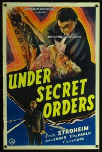 3k478 UNDER SECRET ORDERS 1sh '43 Erich von Stroheim, gripping expose of most sinister spy ring!