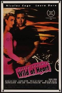 3k500 WILD AT HEART 1sh '90 David Lynch, sexiest image of Nicolas Cage & Laura Dern!