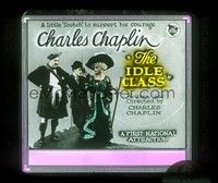 3m130 IDLE CLASS glass slide '21 wacky Charlie Chaplin, Edna Purviance & golfer Mack Swain!