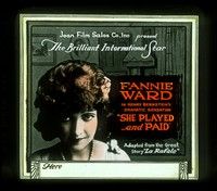 3m150 SHE PLAYED AND PAID glass slide '20 49 year-old Broadway star Fannie Ward in her final role!