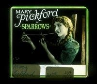 3m154 SPARROWS glass slide '26 great close up of Mary Pickford tying string to her pigtail!