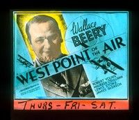 3m163 WEST POINT OF THE AIR glass slide '34 cool image of Wallace Beery & bi-planes!