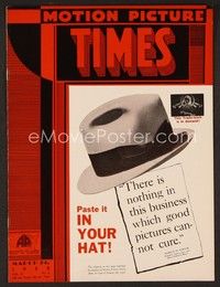 3m058 MOTION PICTURE TIMES exhibitor magazine March 24, 1932 great 2-page Lost Squadron ad!