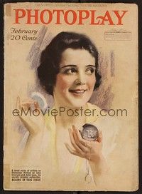 3m062 PHOTOPLAY magazine February 1918 pastel portrait of pretty Alma Rubens applying makeup!