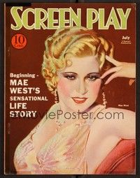 3m092 SCREEN PLAY magazine July 1933 great art of sexy Mae West and her life story!