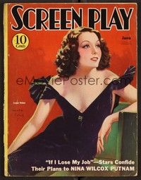 3m091 SCREEN PLAY magazine June 1933 sexiest artwork portrait of Lupe Velez by Henry Clive!
