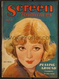 3m083 SCREEN ROMANCES magazine March 1930 wonderful artwork portrait of pretty Alice White!
