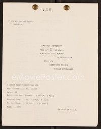 3m167 ACT OF THE HEART revised continuity & dialogue script April 1, 1970 screenplay by Paul Almond