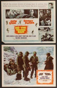 3p055 ALL THE YOUNG MEN 8 LCs '60 Alan Ladd & Sidney Poitier deal with race relations in Korean War