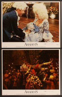 3p057 AMADEUS 8 LCs '84 Milos Foreman, Mozart biography, Tom Hulce, cool images!