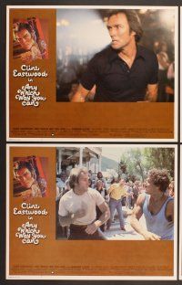 3p067 ANY WHICH WAY YOU CAN 8 int'l LCs '80 cool images of Clint Eastwood, William Smith & Clyde!