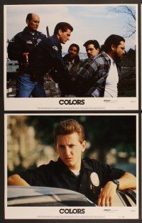 3p167 COLORS 8 LCs '88 Sean Penn & Robert Duvall as cops, candid image of director Dennis Hopper!