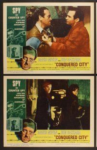 3p169 CONQUERED CITY 8 LCs '65 David Niven & Ben Gazzara, spy vs. counter spy!