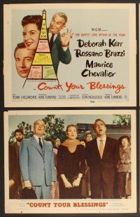 3p174 COUNT YOUR BLESSINGS 8 LCs '59 Deborah Kerr, Rossano Brazzi & Maurice Chevalier in Paris!