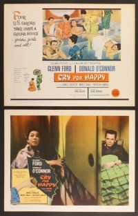 3p178 CRY FOR HAPPY 8 LCs '60 Glenn Ford & Donald O'Connor take over a geisha house & the girls too
