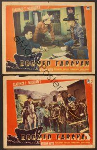 3p931 DOOMED CARAVAN 3 LCs '41 William Boyd as Hopalong Cassidy, Minna Gombell!