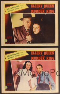 3p874 ELLERY QUEEN & THE MURDER RING 4 LCs '41 Ralph Bellamy in the title role, Margaret Lindsay!