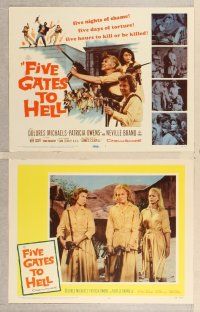 3p252 FIVE GATES TO HELL 8 LCs '59 James Clavell, Dolores Michaels, Patricia Owens, girls with guns