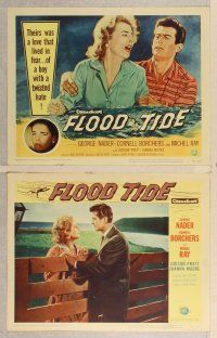 3p258 FLOOD TIDE 8 LCs '58 their love lived in fear of a boy with a twisted hate!