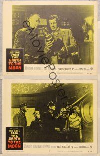 3p938 FROM THE EARTH TO THE MOON 3 LCs '58 Jules Verne classic, Joseph Cotten, George Sanders!!