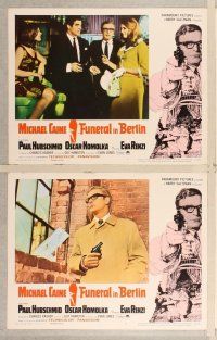 3p274 FUNERAL IN BERLIN 8 LCs '67 cool border art of Michael Caine w/gun, directed by Guy Hamilton!