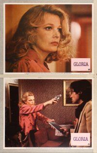 3p281 GLORIA 8 LCs '80 John Cassavetes directed, Gena Rowlands w/gun!