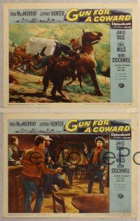 3p884 GUN FOR A COWARD 4 LCs '56 cowboys Fred MacMurray & Dean Stockwell in action!