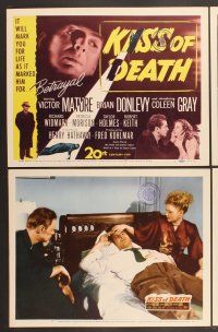 3p373 KISS OF DEATH 8 LCs '47 Henry Hathaway, Richard Widmark, Victor Mature, film noir classic!