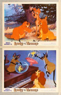 3p791 LADY & THE TRAMP 6 LCs R72 Walt Disney romantic canine dog classic cartoon!
