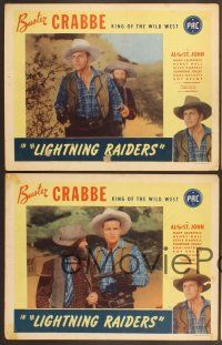 3p893 LIGHTNING RAIDERS 4 LCs '45 wacky image of Buster Crabbe carrying Al 'Fuzzy' St. John!