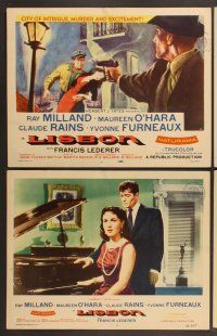 3p399 LISBON 8 LCs '56 Ray Milland & Maureen O'Hara in the city of intrigue & murder!