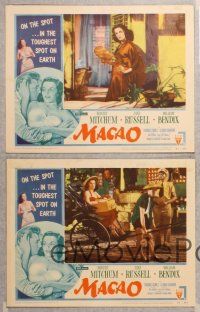 3p825 MACAO 5 LCs '52 Josef von Sternberg, Robert Mitchum & sexy Jane Russell!