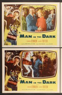 3p425 MAN IN THE DARK 8 LCs '53 cool border art of men fighting on rollercoaster!
