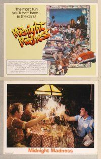 3p443 MIDNIGHT MADNESS 8 LCs '80 cool title card art of entire cast in boardgame by David McMacken!