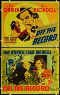 3p493 OFF THE RECORD 8 style A LCs '39 newspaper reporters Pat O'Brien & Joan Blondell!